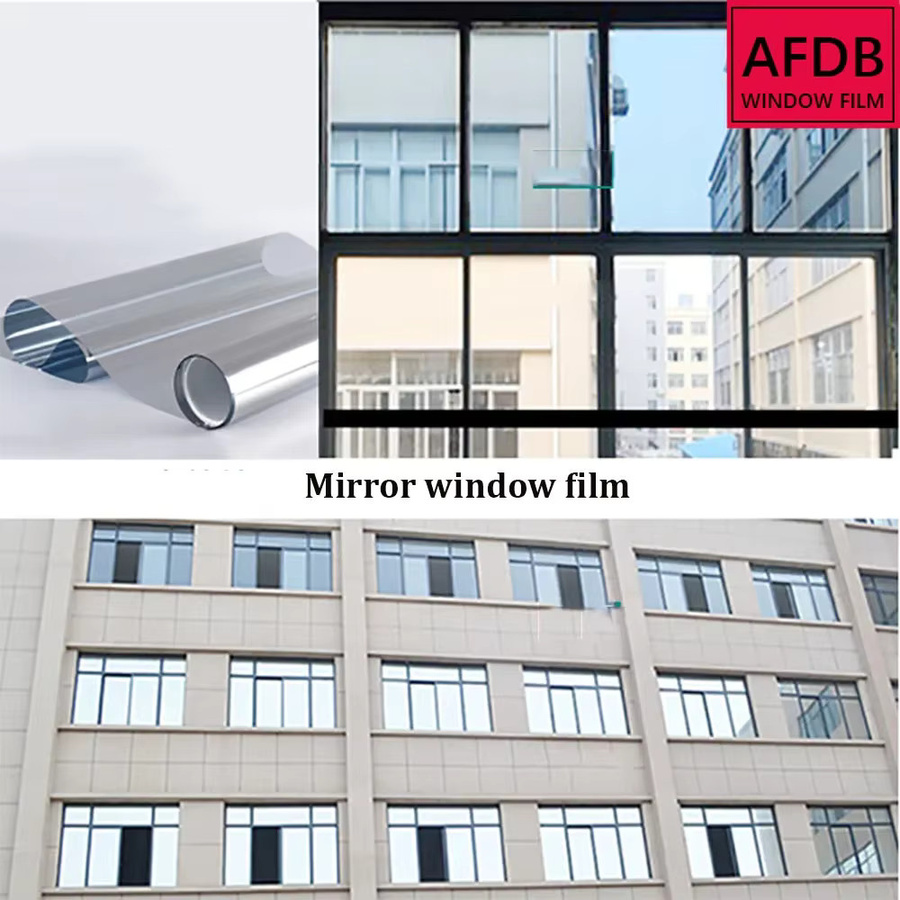 AFDB Silberne Fensterfolie mit 35 % VLT, selbstklebende verspiegelte Glasfolie zur Wärmeregulierung und UV-Schutz, reflektierende PET-Rolle - Bild 5