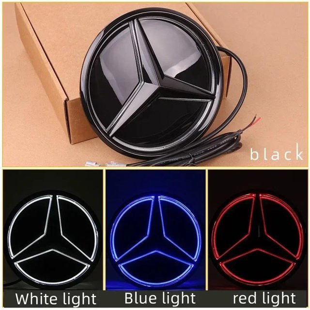 Mercedes-Benz LED Emblem für den Frontgrill mit beleuchtetem Stern in Blau, Schwarz, Weiß und Rot für W204 W205 W213 W253 W166 W176 - Bild 1