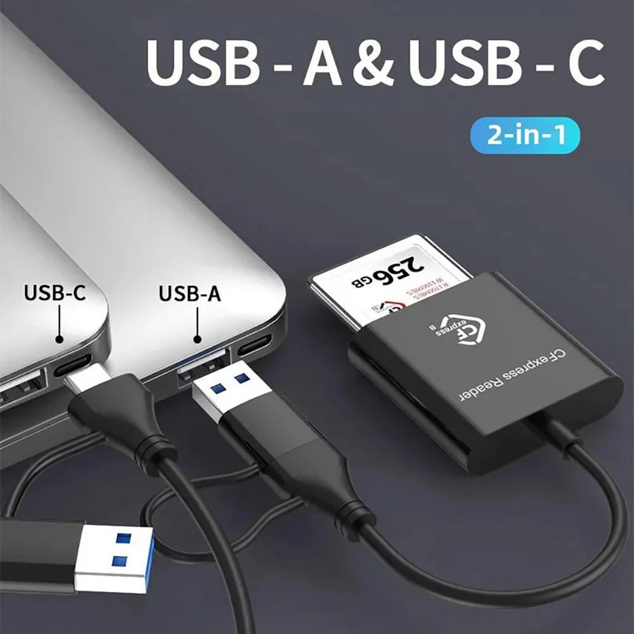 Kebidumei CFexpress Typ B Kartenleser mit 10Gbps USB 3.2 Gen2, USB-C und USB-A, Schwarz - Bild 4