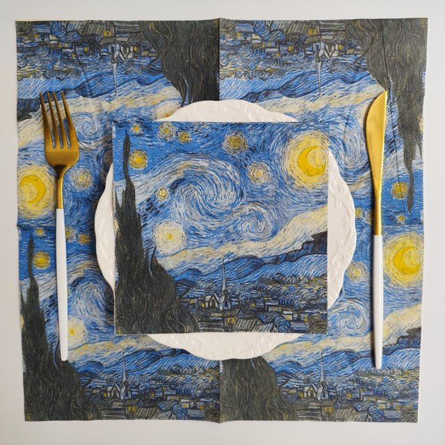 20 Stück 3-lagige Gästeservietten mit Sternenhimmel-Muster in Blau für Bastelarbeiten und Feierlichkeiten - Bild 1
