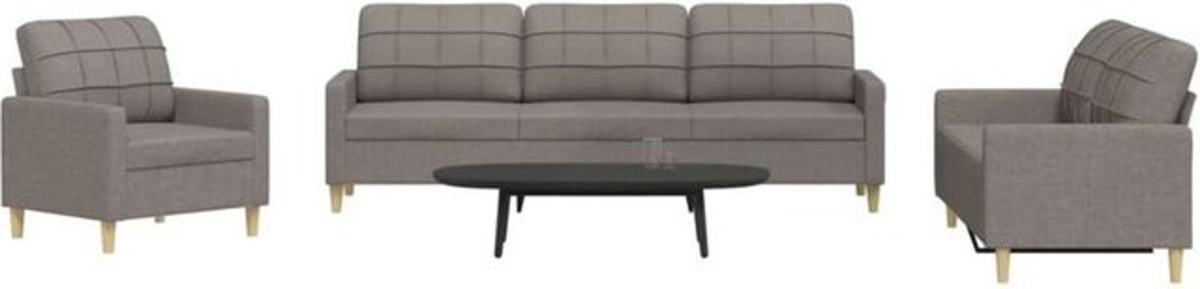 3-tlg. moderne Sofagarnitur aus Stoff in Taupe meliert von vidaxl - Bild 1