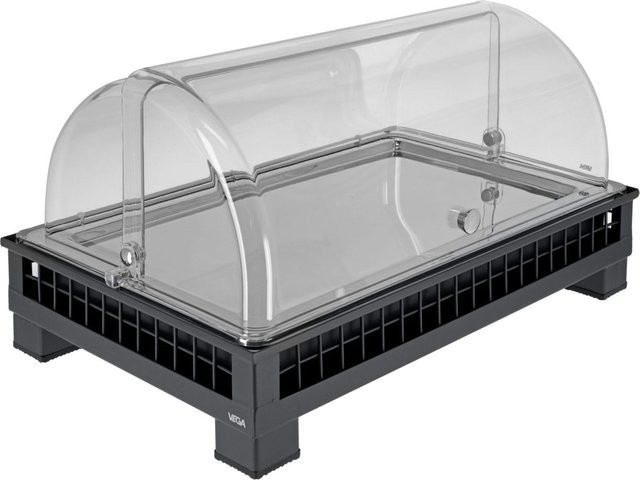 VEGA Buffetvitrine Portland mittel aus Edelstahl in Anthrazit und Transparent, GN 1/1, B/T/H: 35,2 x 55,4 x 29,9 cm - Bild 1