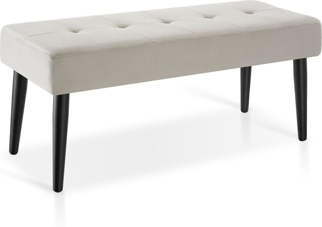 tectake Sitzbank mit Samtbezug in Beige, B/T/H: 95 x 38 x 45 cm - Bild 1