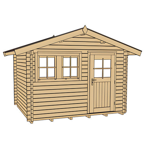 WEKA Gartenhaus 139 Gr.2 aus europäischer Fichte in Beige mit Satteldach und Vordach, B/H/T: 380 x 262 x 300 cm - Bild 3