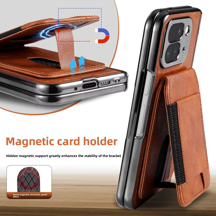 Magnetische 2-in-1 Handyhülle mit integriertem Scharnierschutz und Kartenhalter für Google Pixel 10 Pro Fold und 9 Pro Fold in Braun - Bild 3