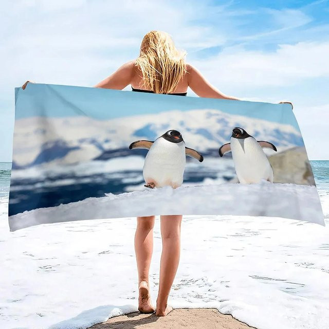 JMG Household Supplies Pinguin Strandtuch aus Mikrofaser, schnelltrocknend und sandfest, Multicolor, Breite: 50 cm, Länge: 100 cm - Bild 1
