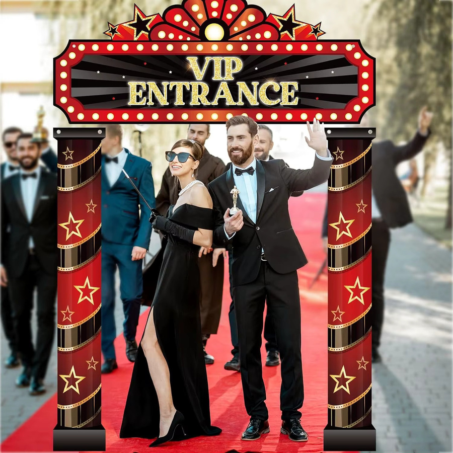 OURFETE VIP Roter Teppich Vorhang in Rot für Filmthema, Oscar-Verleihung und Fotobox-Hintergrund - Bild 3