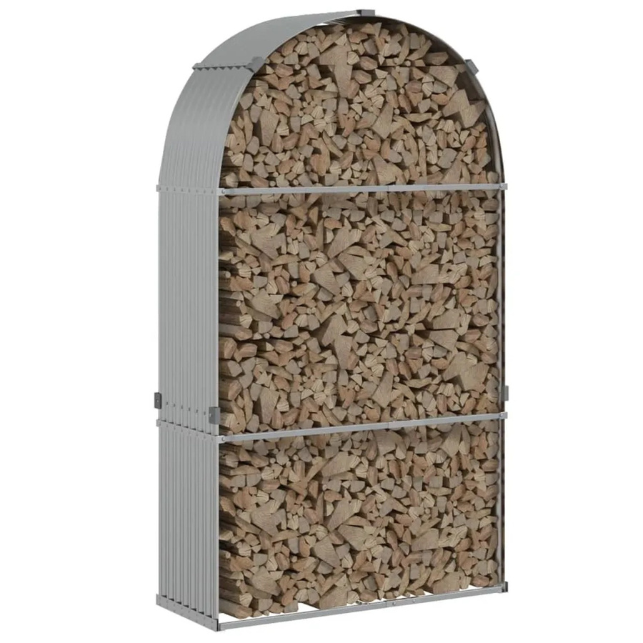 vidaXL Kaminholzunterstand aus verzinktem Stahl in Silber, B/T/H: 120 x 45 x 210 cm - Bild 2
