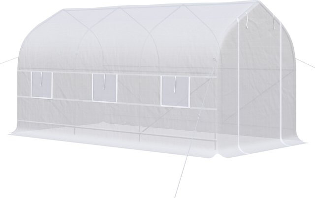Outsunny Tunnel-Gewächshaus mit Satteldach in Weiß, B/T/H: 400 x 200 x 200 cm, mit aufrollbaren Türen, 6 Fenstern und PE-Abdeckung für deinen Garten - Bild 1