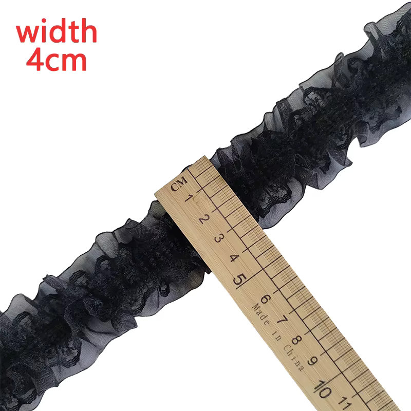 Elastisches Spitzenband in Schwarz-Weiß für Nähen und Basteln, Breite: 4 cm - Bild 2