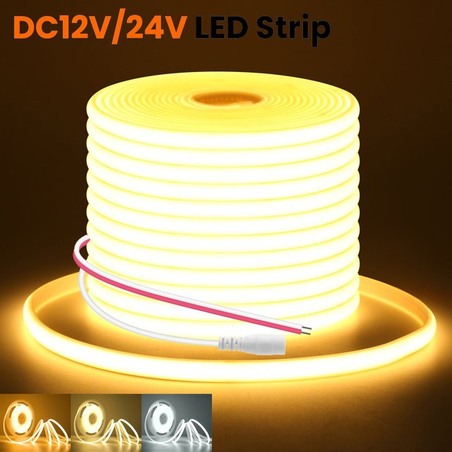 XUNATA COB LED Streifen 12V mit 320 LEDs, flexibles Neon Band Licht IP67 wasserdicht aus Silikon mit selbstklebendem Klebeband - Bild 1