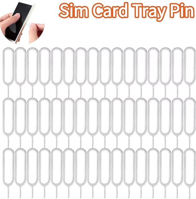 100 Stück SIM-Karten-Entfernungswerkzeuge in Silber, tragbare SIM-Karten-Auswurfstifte und Schlüsselhalter für iPhone und Xiaomi - Bild 1