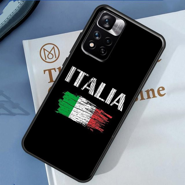Handyhülle Italien Flagge Design für Xiaomi Redmi Note 14 13 Pro 12 11 9 10 9S 10S 11S 12S 13C 10C 12C 14C in Schwarz - Bild 1