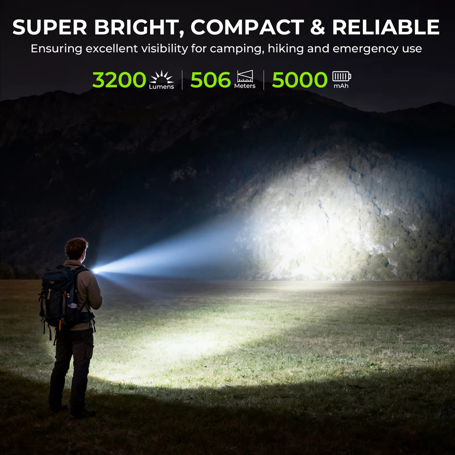 Wurkkos TS28 Taktische Taschenlampe in Schwarz mit 3200 Lumen, wiederaufladbar mit 21700 Akku, IPX8 wasserdicht und magnetischer Endkappe - Bild 4