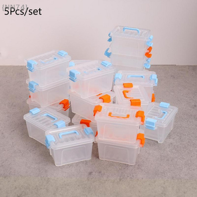 JETTING Mini-Aufbewahrungsbox-Set, 5-teiliges Set, transparent, orange - Bild 1