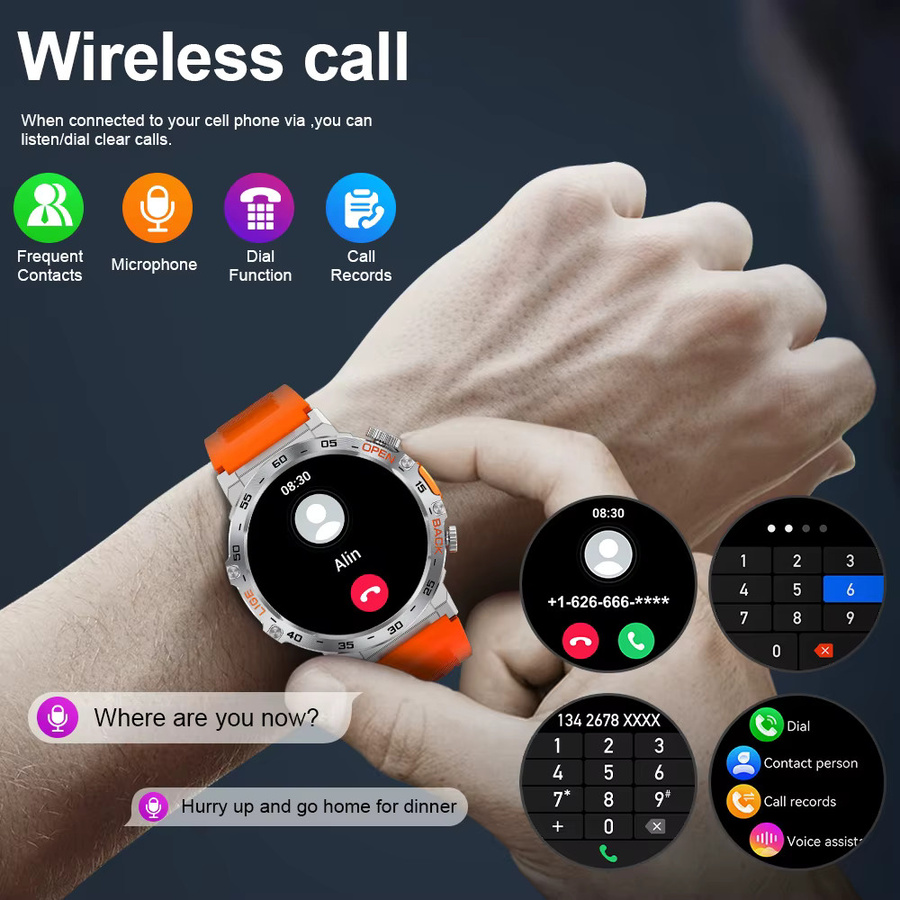LIGE Smartwatch für Herren in Schwarz mit Ultra HD Bildschirm, LED-Taschenlampe, Bluetooth-Anruffunktion und Wasserdichtigkeit - Bild 4