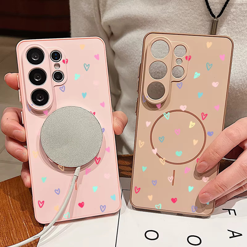 Bunte Herz-Magnet-Handyhülle für Samsung Galaxy S26 S25 S24 S23 Ultra S25 S24 FE A57 A37 A17 A56 A55 A36 A16 in Multicolour und Gold aus TPU PC Cover - Bild 2