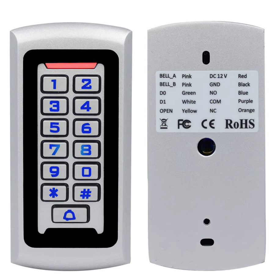 Asia-Teco Wasserdichter Wiegand RFID-Kartenleser aus Metall mit Tastatur für 2000 Benutzer in Schwarz und Silber - Bild 3