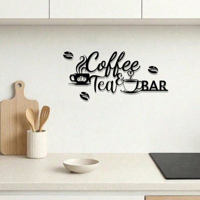 CIFBUY Vintage Metall-Kaffee-Wandkunst in Schwarz als rustikale Farmhaus-Dekoration für Küche, Café oder Bar im Industriestil - Bild 1