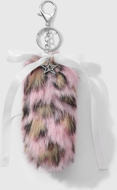 Schlüsselanhänger Leopardenmuster, Spitze Schleife, Unisex - Bild 1
