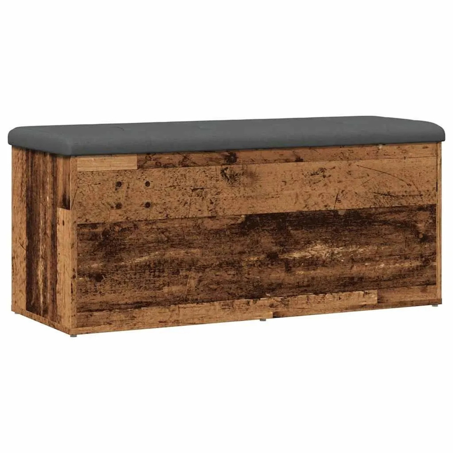 vidaXL Sitzbank mit Stauraum in Altholz-Optik, Farbe Grau, B/T/H: 110 x 42 x 45 cm - Bild 2