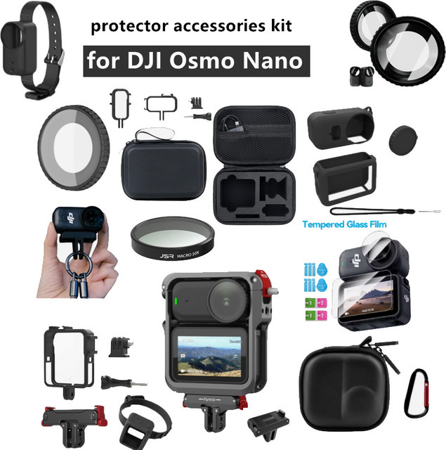 DJI OSMO NANO Zubehör-Set mit Silikonhülle, Aufbewahrungstasche und Schutzadapter in Schwarz - Bild 1