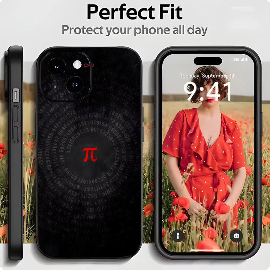 Pi Handyhülle Schwarz Matt Dünne Schutzhülle für iPhone 17 16 15 14 13 Pro Max - Bild 3