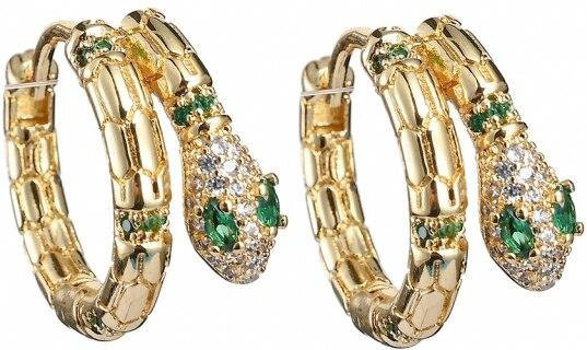YIRAN Jewelry Creolen, Schlangenform, Zirkonia, Damen, goldfarben - Bild 1