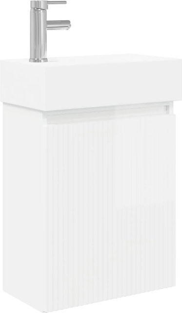 vidaXL Badezimmer Waschtischunterschrank in Weiß Hochglanz mit Scharniertüren, Wandmontage - Bild 1