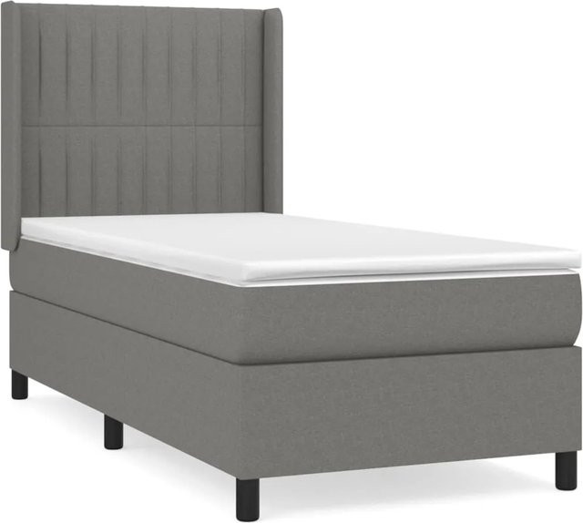 vidaXL Boxspringbett mit Matratze Dunkelgrau B/T/H: 90 x 190 x 128 cm - Bild 1