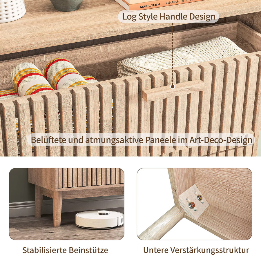 Rosahqnda Holzkommode in Braun, moderner Aufbewahrungsschrank mit Schubladen für Schlafzimmer, Wohnzimmer oder Flur - Bild 3