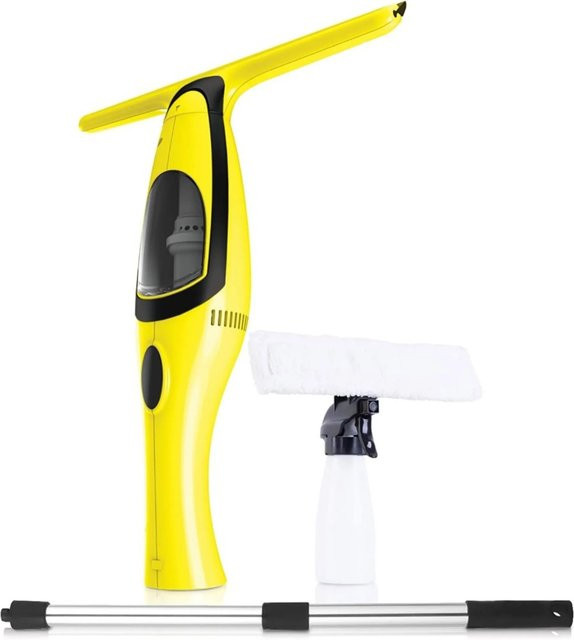 PROREGAL SMART Akku Fenstersauger mit Teleskopstange, Sprühflasche und Mikrofaserwischer in Gelb Schwarz Silber - Bild 1