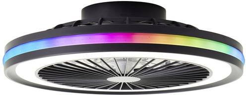 Brilliant Palmero LED-Deckenleuchte mit Ventilator, Schwarz, Dimmbar, RGB & CCT-Farbsteuerung, mit Fernbedienung, Durchmesser: 46,5 cm - Bild 1