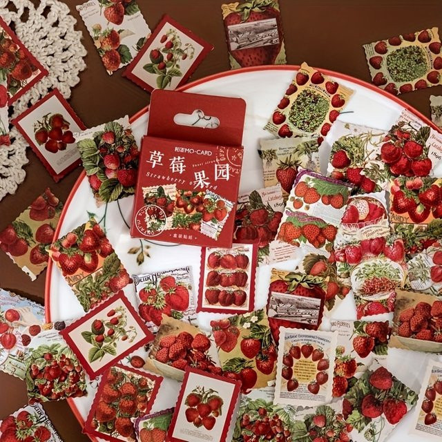 Mini-Aufkleber Erdbeerpapier für Scrapbook und Journal in Mehrfarbig - Bild 1