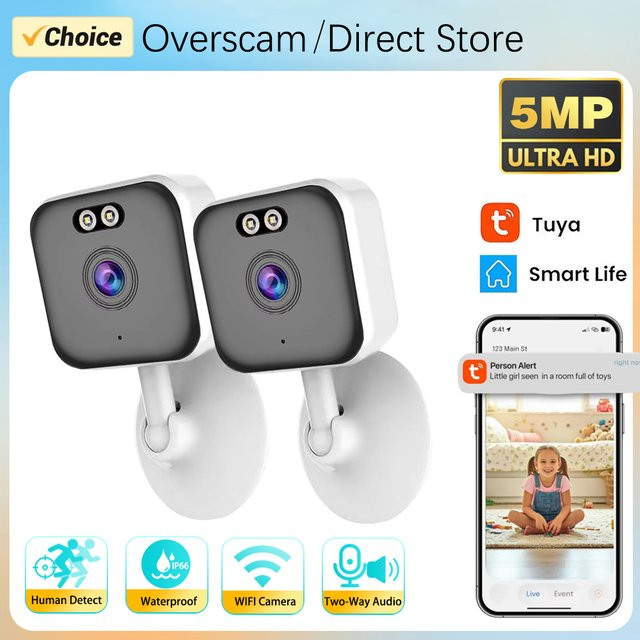 Tuya Smart Mini WLAN IP-Kamera 5MP Kompaktkamera für die Heimsicherheit mit Zwei-Wege-Audio in Weiß - Bild 1