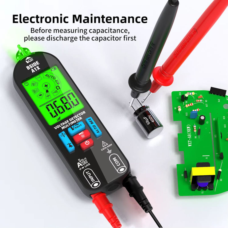 BSIDE Smart Digital Multimeter Tester in Schwarz, wiederaufladbares elektrisches Voltmeter für AC/DC Spannung, Kapazität, Diode, Kontinuität und Widerstand mit Live Check - Bild 4