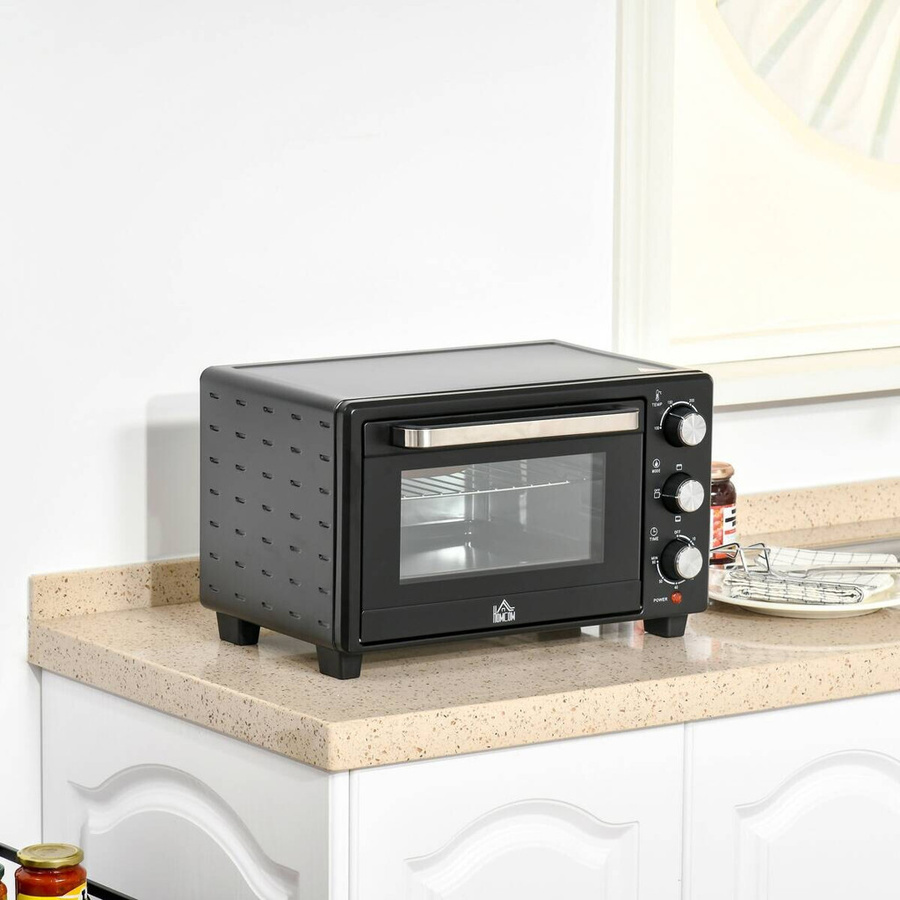 HOMCOM Minibackofen 21L in Schwarz mit Drahtgestell und Backblech - Bild 3