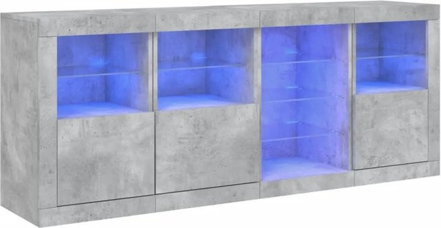 vidaXL Sideboard modern in Betongrau mit integrierter LED-Beleuchtung, B/T/H: 164 x 37 x 67 cm - Bild 1