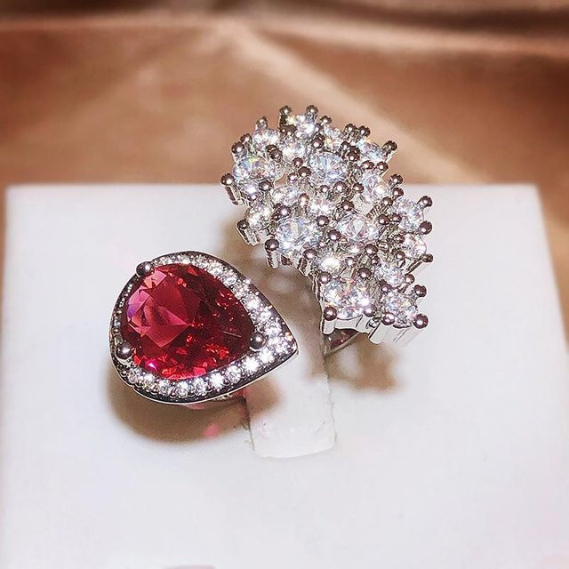 YIRAN Ring, Kupferfarben, roter Tropfen-Zirkonia, Damen - Bild 1