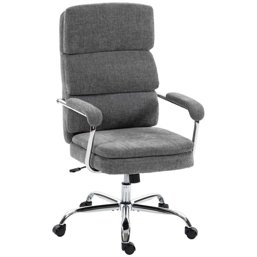 HOMCOM Bürostuhl aus Chenille-Stoff in Grau mit Armlehnen und Rollen, B/T/H: 65 x 72,5 x 118 cm - Bild 2