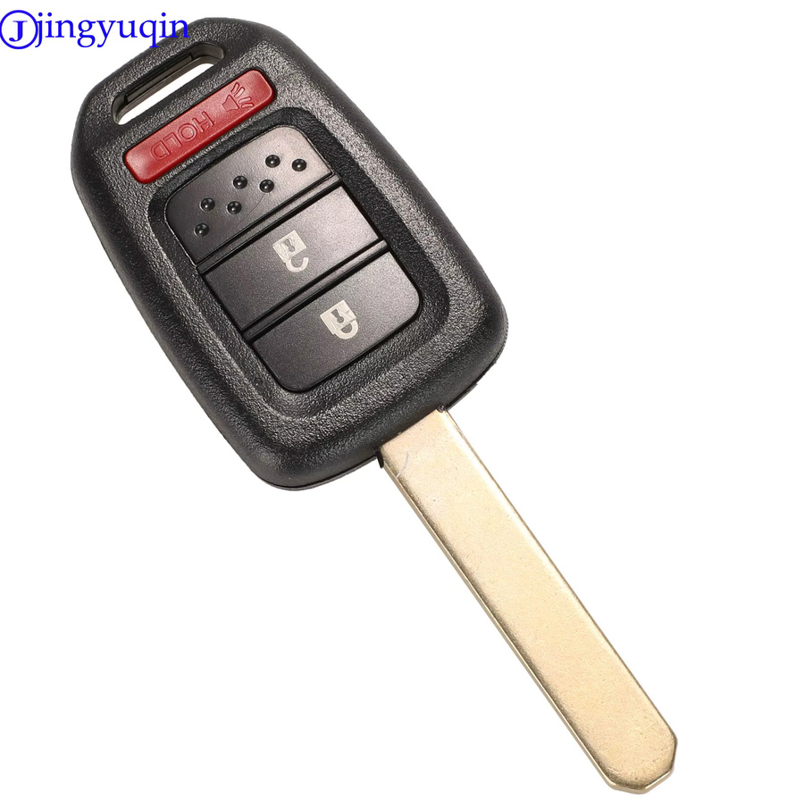 Jingyuqin Auto Fernbedienung Schlüsselanhänger mit 4 Tasten für Honda CRV 2013-2017, Accord, Civic, Fit mit ID47 Chip, Farbe: Schwarz, Frequenz: 313,8/433 MHz - Bild 1