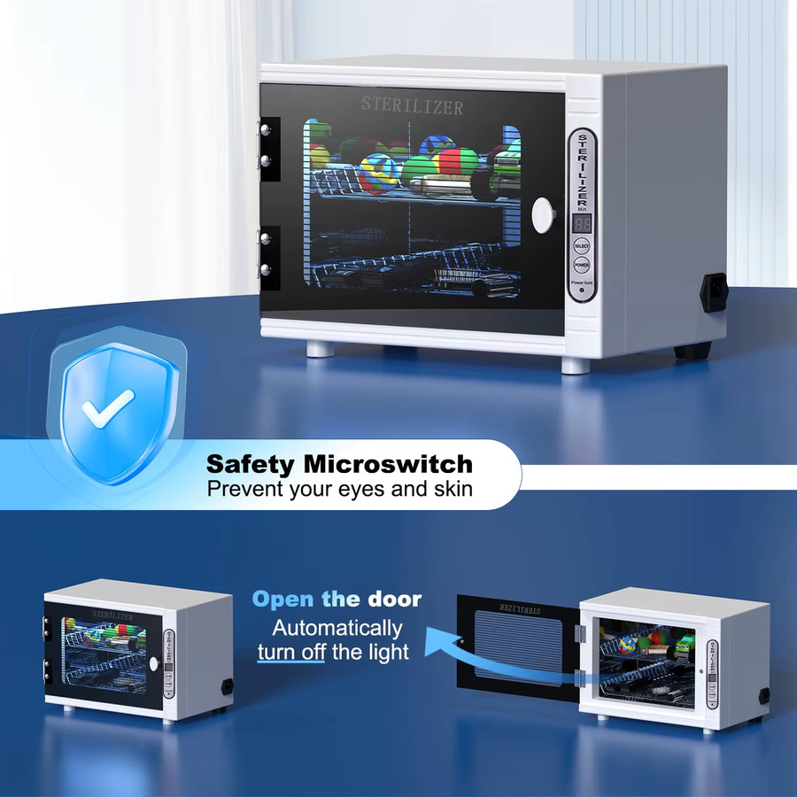 VamsLuna UV-Ozon-Sterilisator Desinfektionsbox in Weiß mit 12 l Volumen und Timer für die 360 Grad Reinigung von Schönheitswerkzeugen - Bild 3