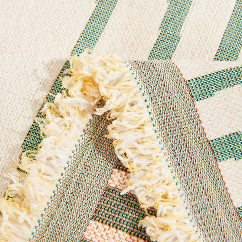Super Six Nordic Sofa Überwurf mit Quasten aus Leinen und Chenille, Mehrfarbig, B/T: 180 x 130 cm - Bild 1