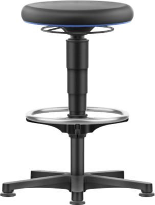 Bimos Allround Hocker mit SKINTEC-Polster, sitzhöhenverstellbar 560-810 mm, mit Gleiter und Fußring in Blau und Schwarz - Bild 1