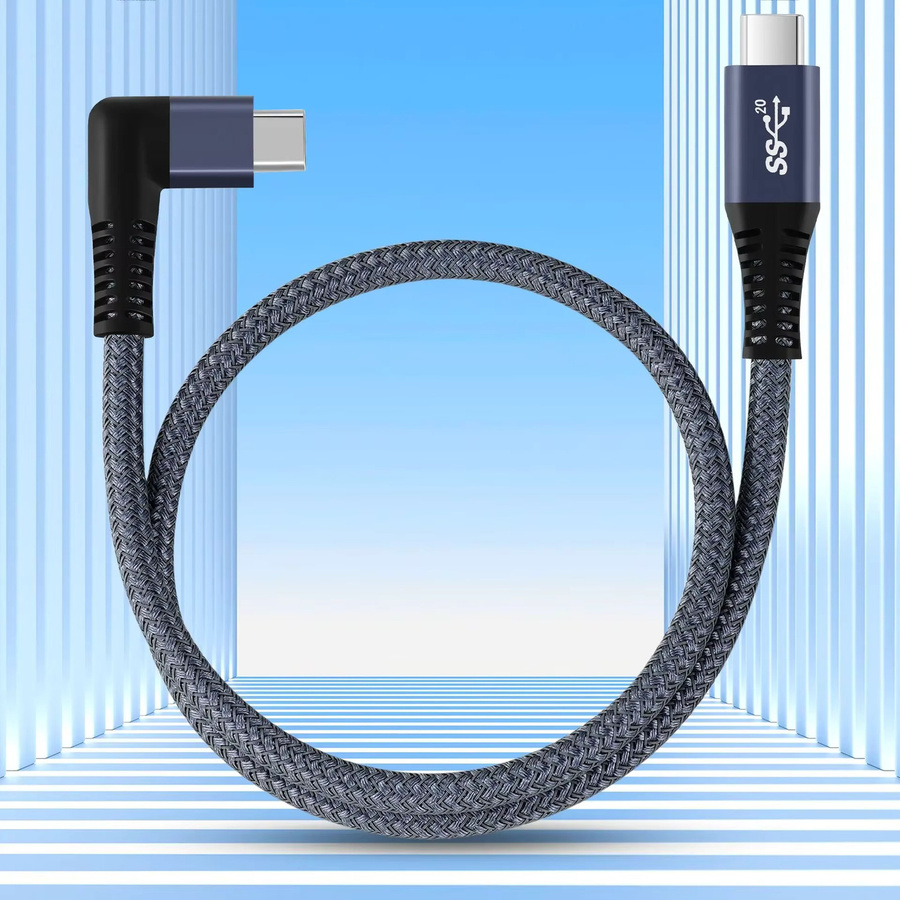 BSN USB-C Datenkabel mit 90 Grad Winkel, USB 3.2 Typ-C auf Typ-C, 100 W PD Schnellladung, 4K bei 60 Hz, Nylon-Geflecht - Bild 5