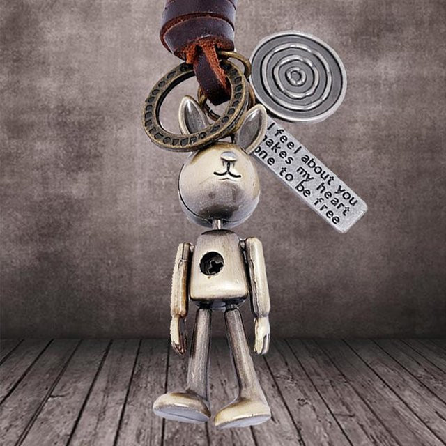 Schlüsselanhänger Roboter, Bronze, Vintage, Grau, Unisex - Bild 1