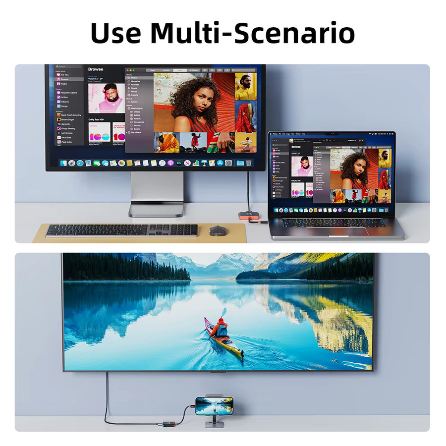 CABLETIME 3-in-1 USB-C-Hub Switch Tragbare TV-Dockingstation in Schwarz mit 4K 144Hz, PD 100W und 5 Gbps für Switch, Switch 2 und Steam Deck - Bild 5