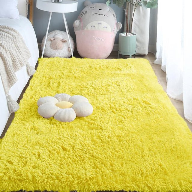 ZZ HOME Shaggy Teppich aus Polyestergewebe, mehrfarbig (rosa, gelb, weiß), B: 120 cm, L: 160 cm - Bild 1