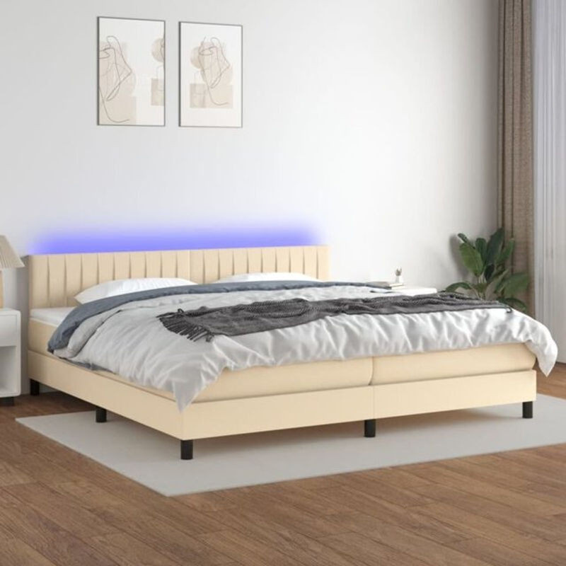 Vidaxl Boxspringbett mit Matratze in Beige aus Stoff mit modernem Polsterdesign B/T/H: 200 x 200 x 78 cm - Bild 1
