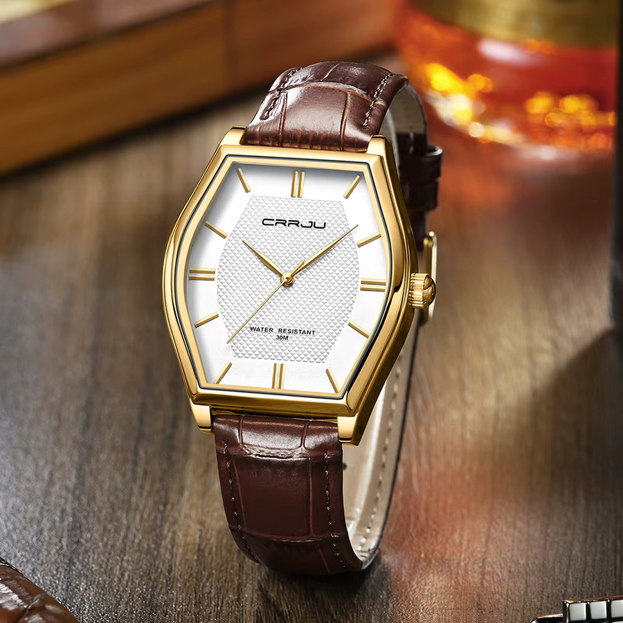 CRRJU Armbanduhr, Quarz, Leder, Bicolor, Herren - Bild 3